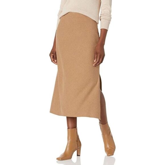Vince Dresses & Skirts - Vince Women's Brushed Flannel Side Slit Slip Skirt Size 12 Taupe